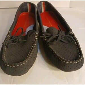 Tommy Hifiger Womens Loafers Flat Slip-on Perforated Navy 7.5 Gently Used
